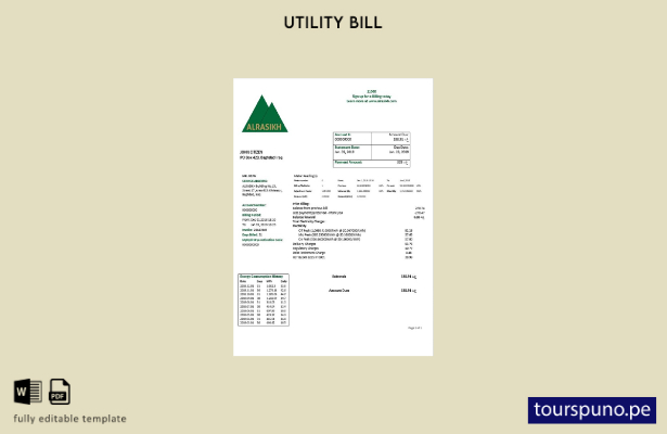 listo para imprimir la plantilla de factura de servicios públicos de electricida